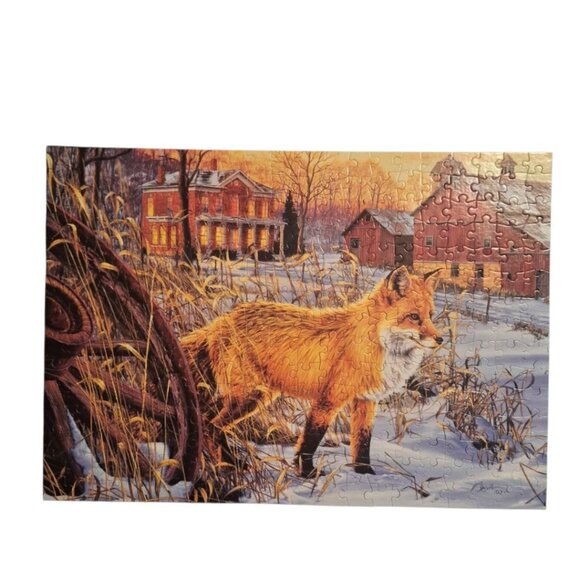 Buffalo Fox Jigsaw Puzzle 300 Pieces Hiding Place Poster Snow Barn Country Red - Picture 9 of 9